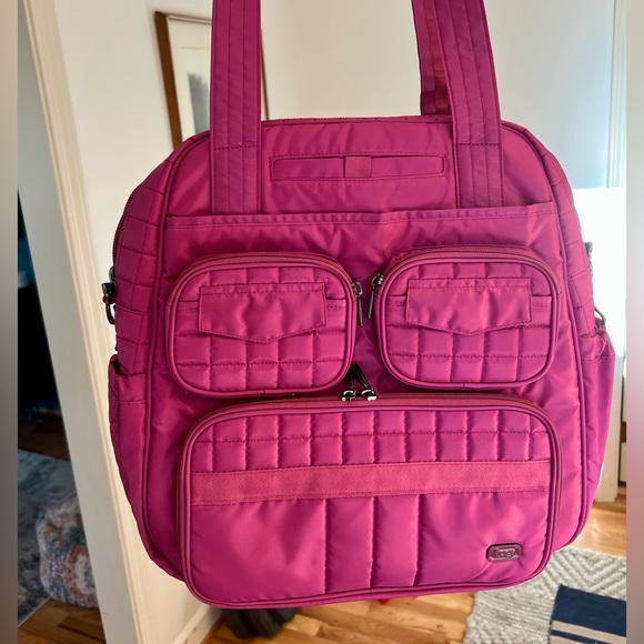 Lug Puddle Jumper Tote Bag Purple Pink Large Quilted Overnight Gym Bag - Picture 2 of 13